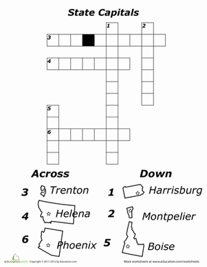 States and Capitals Crossword Puzzle