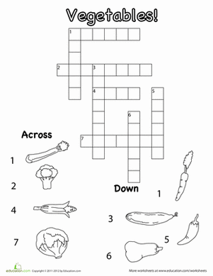 Picture Crossword: Vegetables