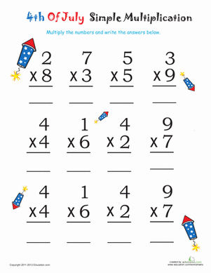 Simple Multiplication for 4th of July: Firecrackers