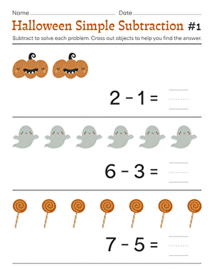 Halloween Simple Subtraction #1
