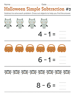 Halloween Simple Subtraction #2