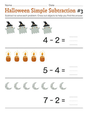 Halloween Simple Subtraction #3