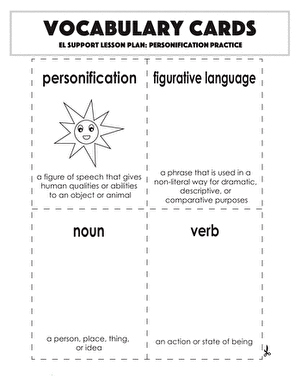 Vocabulary Cards: Personification Practice