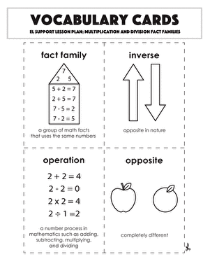 词汇卡:乘法和除法事实族