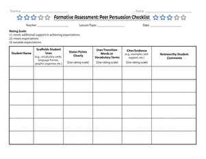 Formative Assessment: Peer Persuasion Checklist