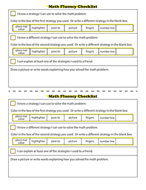 Math Fluency Checklist