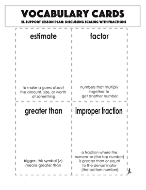 Vocabulary Cards: Discussing Scaling with Fractions