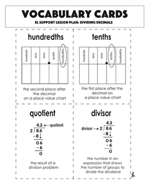 Vocabulary Cards: Dividing Decimals