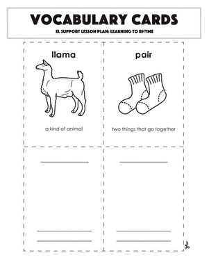 Vocabulary Cards: Learning to Rhyme