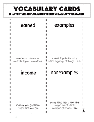 Vocabulary Cards: Word Problem Vocabulary Preparation