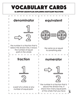 Vocabulary Cards: Explaining Equivalent Fractions