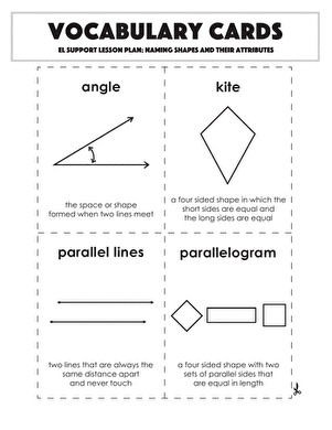 Vocabulary Cards: Naming Shapes and their Attributes