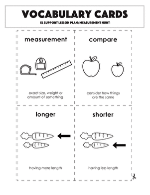 Vocabulary Cards: Measurement Hunt