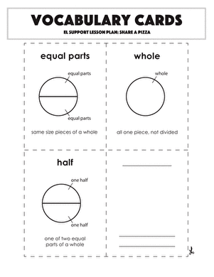 Vocabulary Cards: Share a Pizza