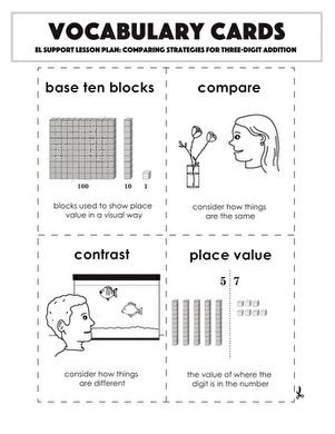 Vocabulary Cards: Comparing Strategies for Three-Digit Addition