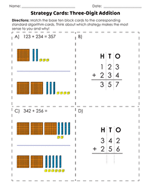 Strategy Cards: Three-Digit Addition