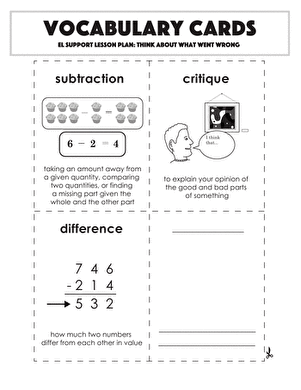 Vocabulary Cards: Think About What Went Wrong