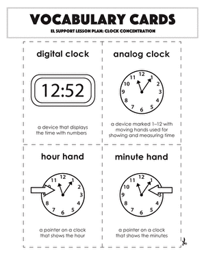 Vocabulary Cards: Clock Concentration