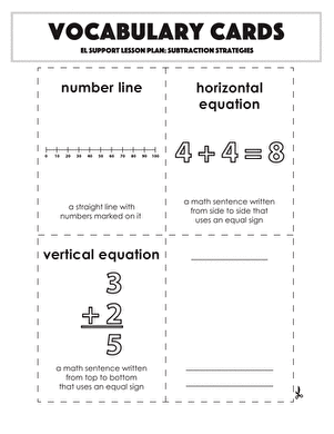 Vocabulary Cards: Subtraction Strategies