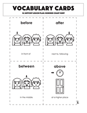 Vocabulary Cards: Hundred Chart Hunt