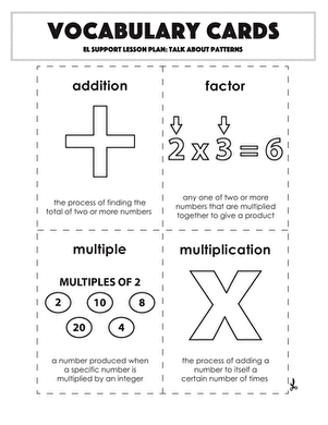 Vocabulary Cards: Talk About Patterns