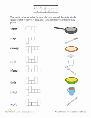 Kitchen Word Scramble