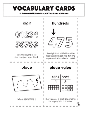 Vocabulary Cards: Place Value and Rounding