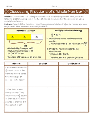 Discussing Fractions of a Whole Number