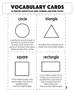 Vocabulary Cards: Sides, Corners, and More, Oh My!