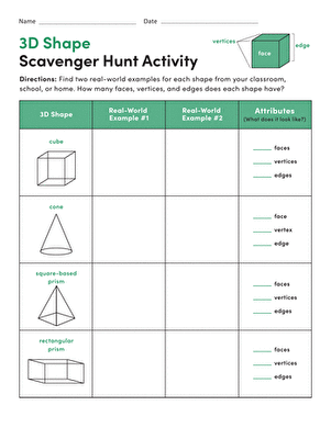 3D Shape Scavenger Hunt Activity