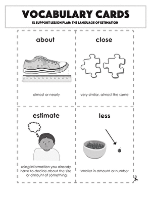 Vocabulary Cards: The Language of Estimation