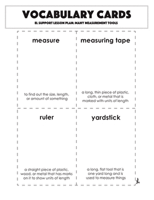 Vocabulary Cards: Many Measurement Tools