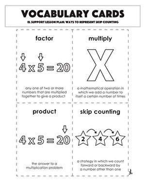 Vocabulary Cards: Ways to Represent Skip Counting