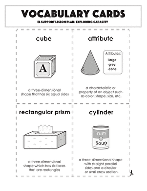 Vocabulary Cards: Exploring Capacity
