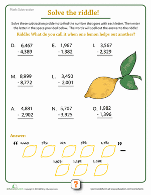 Subtraction Riddles #3