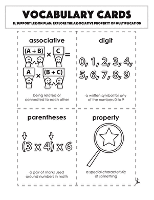 Vocabulary Cards: Explore the Associative Property of Multiplication