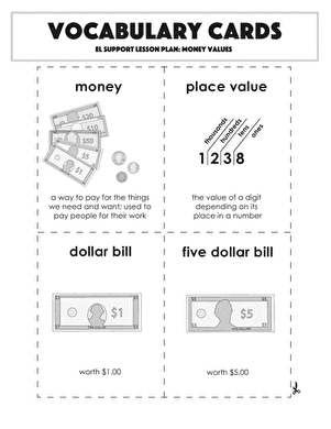 Vocabulary Cards: Money Values