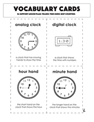 Vocabulary Cards: Telling Time Using Skip Counting