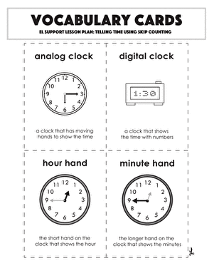 使用跳跃计数词汇卡片:告诉时间