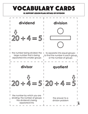 Vocabulary Cards: Details of Division