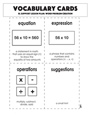 Vocabulary Cards: Word Problem Creation