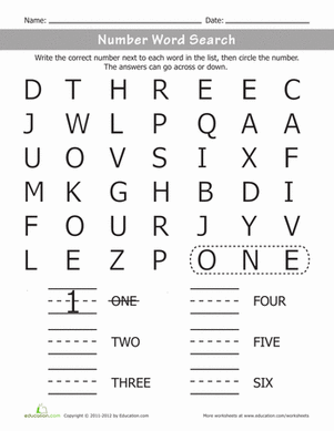 Word Search Numbers