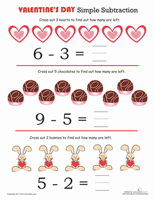 Beginner Subtraction for Valentine's Day