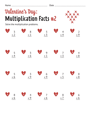 Valentine's Day: Multiplication Facts #2