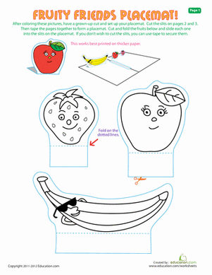 Printable Placemats for Kids: Fruity Friends