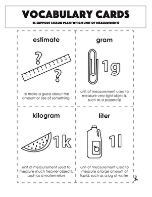 Vocabulary Cards: Which Unit of Measurement?