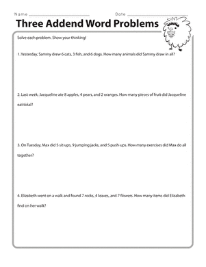 Three Addend Word Problems