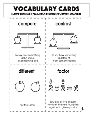 Vocabulary Cards: Multi-Digit Multiplication Strategies