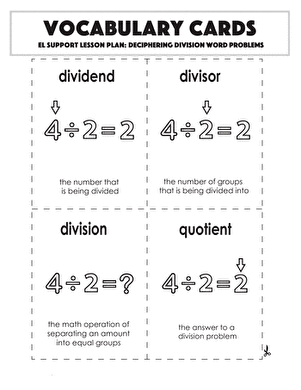 Vocabulary Cards: Deciphering Division Word Problems