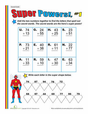 Super Powers! Two-Digit Addition #1